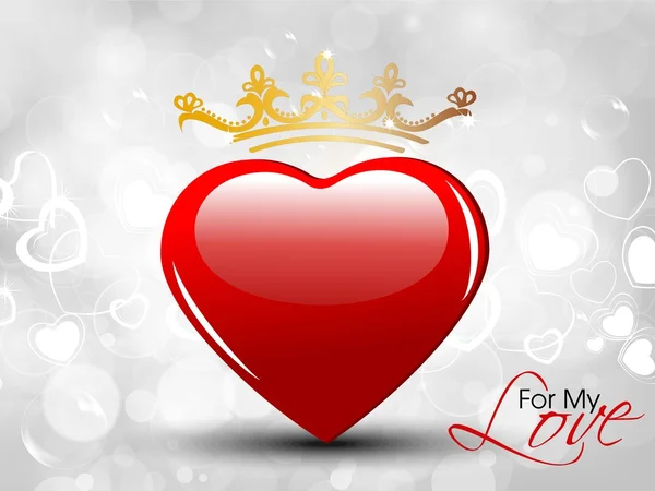 Özet selamlama, hediye kartı veya afiş ile dekoratif kırmızı kalp — Stok Vektör