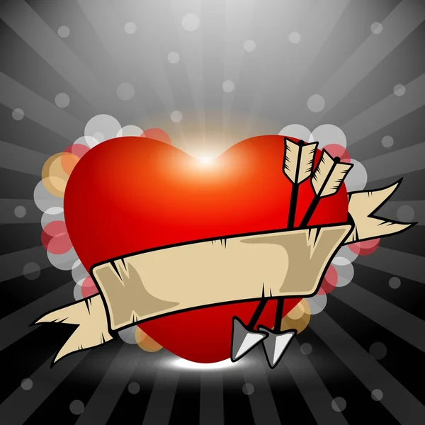 Abstrakter Gruß, Geschenkkarte oder Banner mit roter Herzform, Rippe — Stockvektor