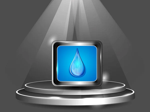 Astratto lucido blu cornice goccia d'acqua per la visualizzazione con luce refl — Vettoriale Stock