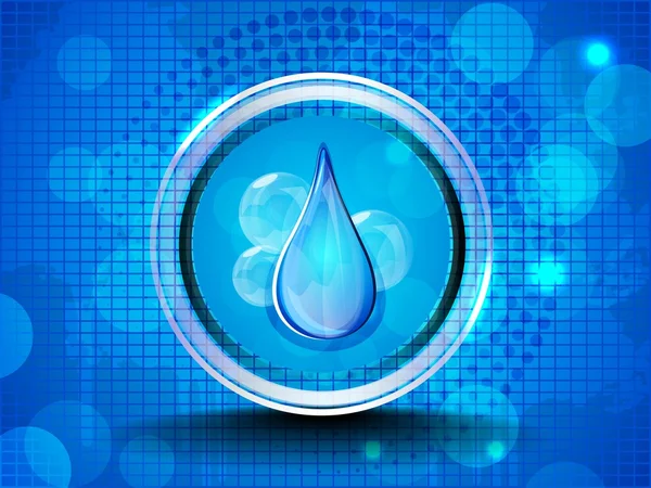 Abstract shiny background with blue water drop and frame. — Stock Vector