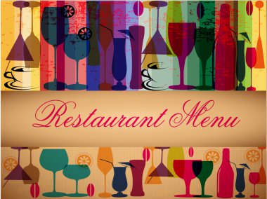 Retro colorful menu card design. EPS 10. clipart