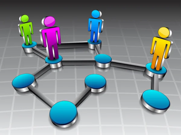 Social Networking 3D-Hintergrund mit Verbindung zum Netzwerk — Stockvektor
