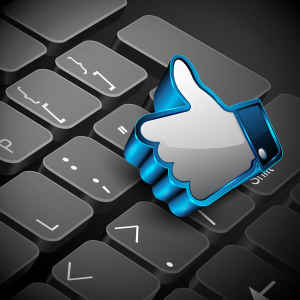 Социальные сети, клавиатура или клавиатура и 3D, как или большой палец вверх бу
