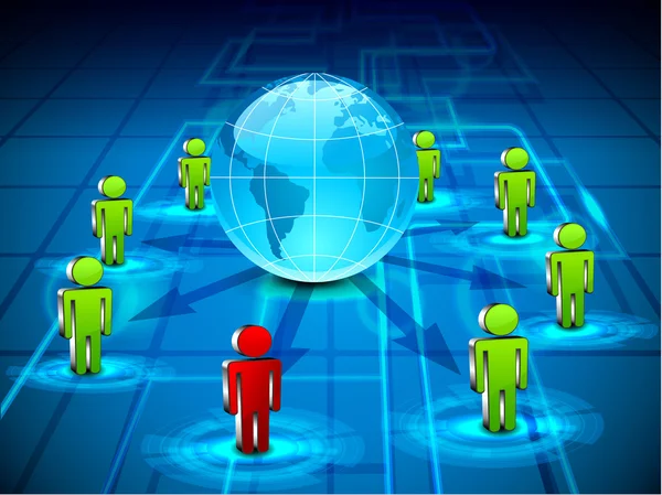 Social Networking 3D-Hintergrund mit Verbindung zum Netzwerk — Stockvektor