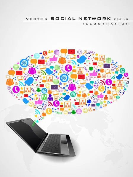 Social network, communication in the global networks showing wit — Stock Vector