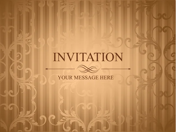 Grungy Retro Einladungskarte in brauner Farbe mit floralem Design — Stockvektor