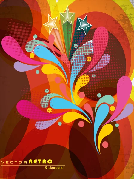 Retro stijl kleurrijke abstracte achtergrond met grunge floral en — Stockvector
