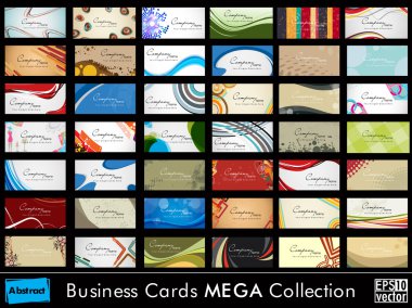 Mega Collection Abstract Business Cards set in various concepts. clipart