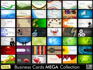 Elegant Abstract Vector Business Cards, Mixed Bag set in various clipart