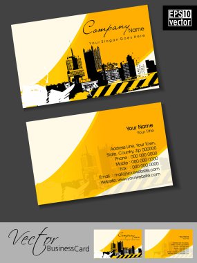 Professional Real estate business card with urban city silhouett clipart