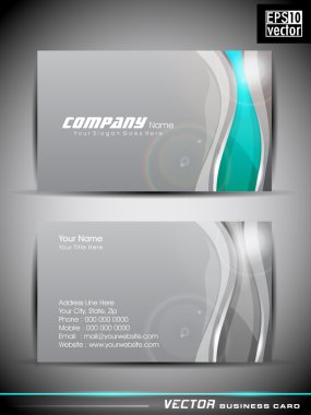 Vector grey business card with green arrows ,EPS 10 Vector Illus clipart