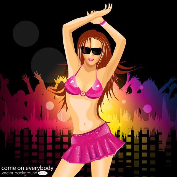 Template flyer and background for dance party with beautiful dan — Stock Vector