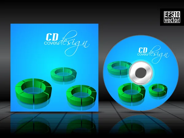 Κάλυμμα cd διάνυσμα σε μπλε χρώμα με 3d πράσινοι κύκλοι — Διανυσματικό Αρχείο