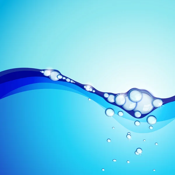 Fond abstrait avec vagues d'eau et bulles brillantes pour économiser — Image vectorielle