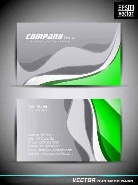 Vector grey business card with green design ,EPS 10 Vector Illus — Stock Vector