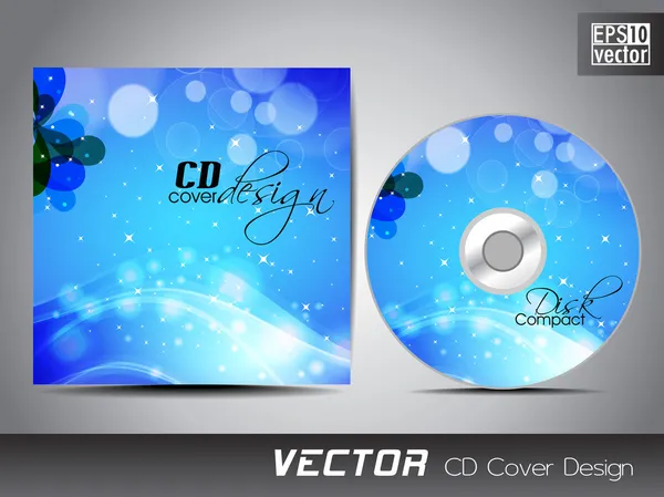 CD cover presentation design template with copy space and wave e — Stock Vector