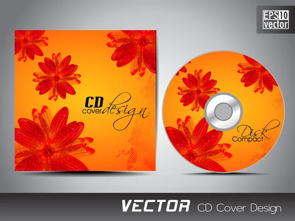 CD cover presentation design template with copy space and flower — Stock Vector