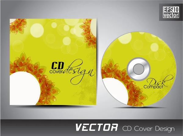 Modello di presentazione della copertina del CD con spazio di copia e fiore — Vettoriale Stock
