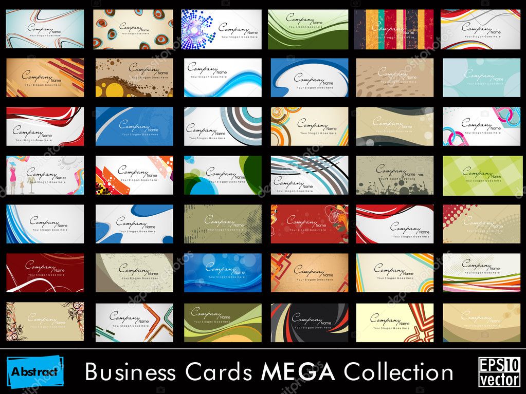 Mega Collection Abstract Business Cards set in various concepts.