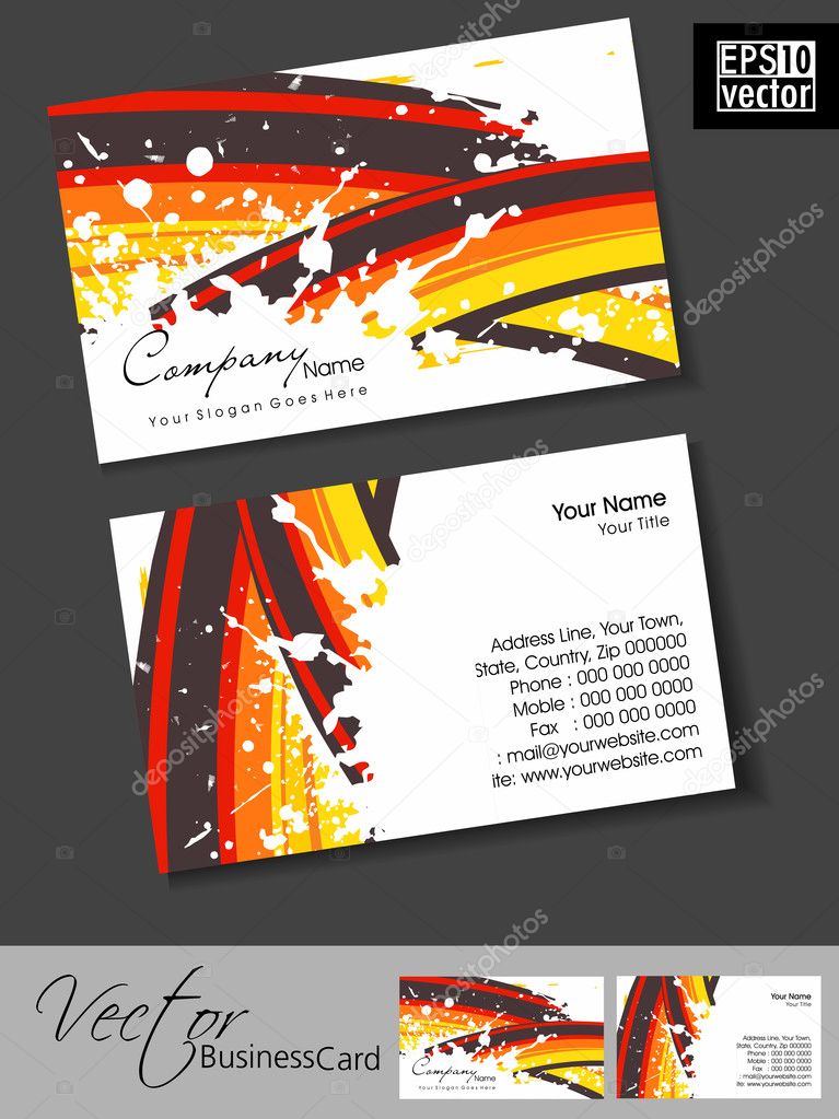 Professional business cards, template or visiting card set. Colo