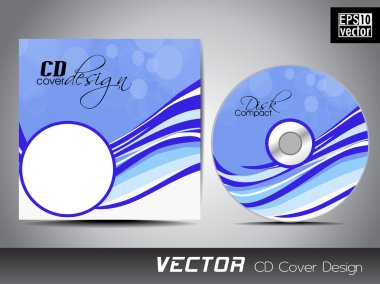 parlak ve koyu mavi renkli renkli dalgalar ile vektör cd kapak tasarımı