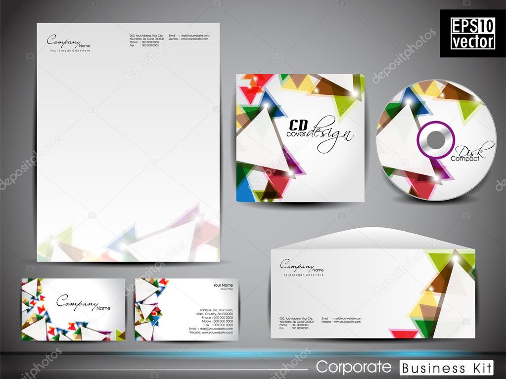 Professional corporate identity kit or business kit with artistic, abstract geometric shapes