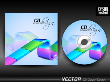CD kapağı 3d yeşil daireler ile mavi renkli vektör ve uzay fo