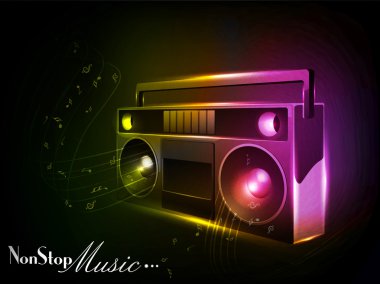 Shiny and glowing Radio on musical background. EPS 10, Vector illustration. can be use as banner, tag, icon, sticker, flyer or poster. clipart