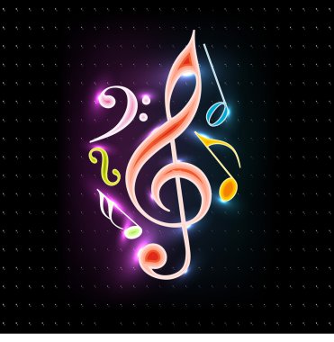 Abstract colorful shiny musical notes on isolated dark color background.EPS 10. can be use as banner, tag, icon, sticker, flyer or poster. clipart