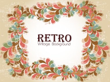 Creative and colorful frame with floral decorative on retro background. EPS 10. Vector illustration. clipart