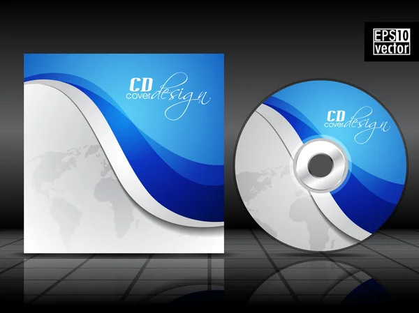 Διανυσματικά εξώφυλλο του cd σε μπλε χρώμα με 3d πράσινοι κύκλοι και χώρο για fo — Διανυσματικό Αρχείο