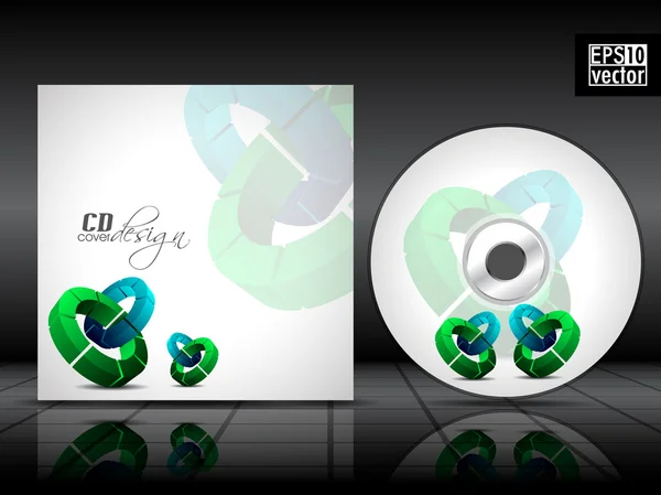 矢量 cd 封面与 3d 绿色圆形蓝颜色和空间 fo — 图库矢量图片