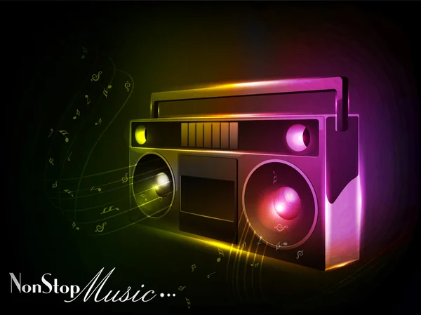 Shiny and glowing Radio on musical background. EPS 10, Vector illustration. can be use as banner, tag, icon, sticker, flyer or poster. — Stock Vector