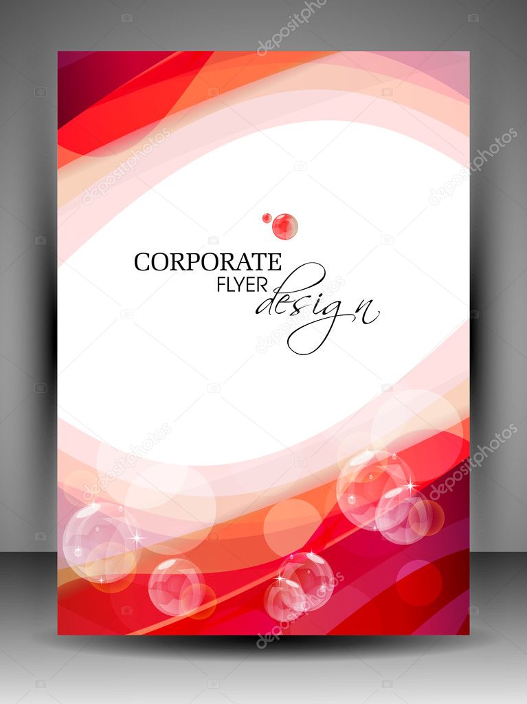 Professional business flyer template or corporate brochure design in red and white color with wave pattern for publishing, print and presentation. Vector illustration in EPS 10
