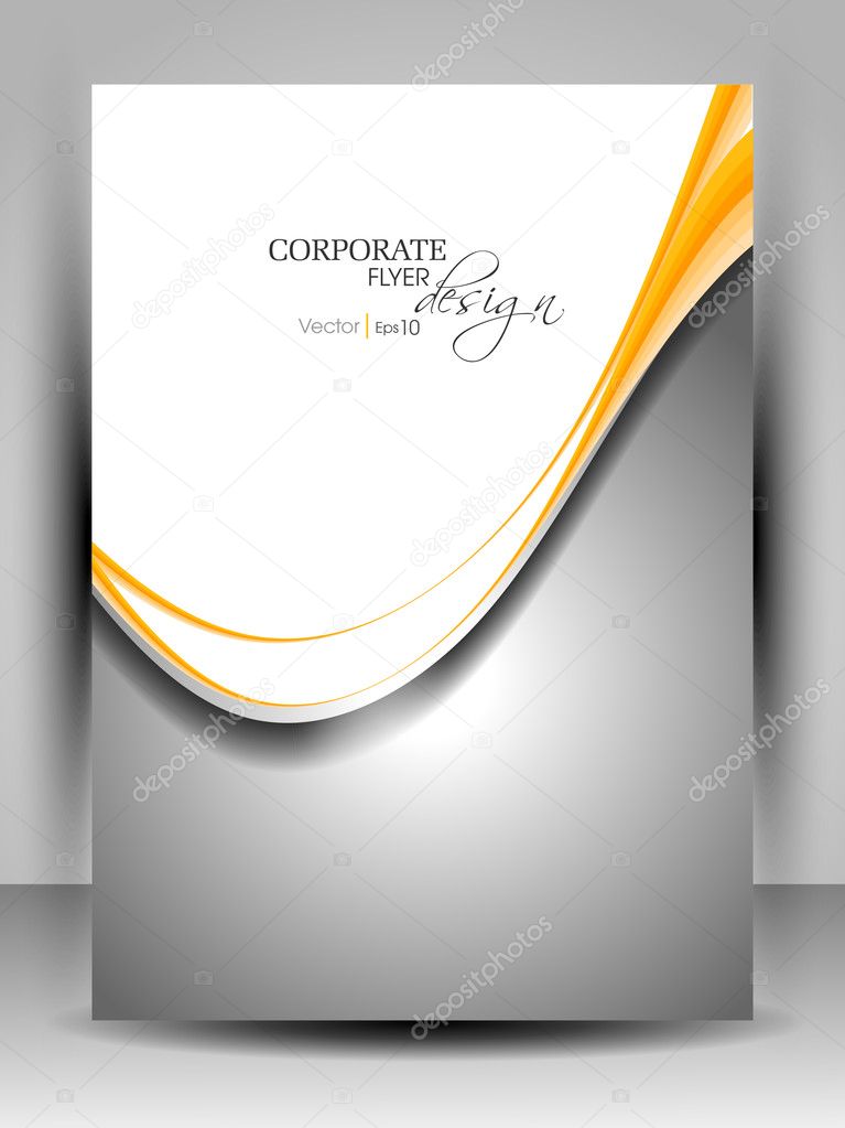 Professional business flyer template or corporate brochure design in grey color with wave pattern for publishing, print and presentation. Vector illustration in EPS 10