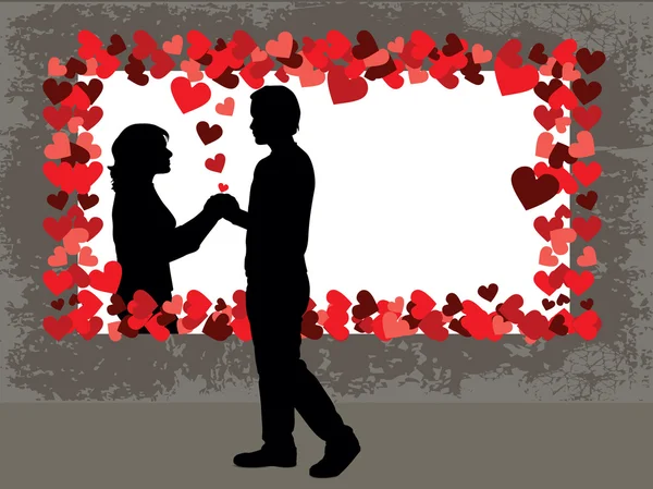 Aşk iki kalp şekli conce tarih ile soyut, tebrik kartı — Stok Vektör