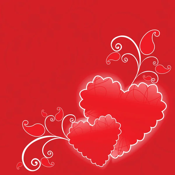 Μια ρομαντική ευχετήρια κάρτα με elegent καρδιές σε floral αμουδερές — Διανυσματικό Αρχείο