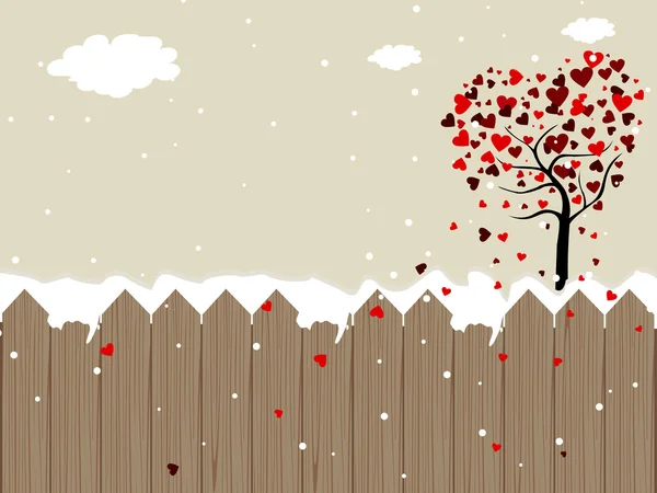 Романтический пейзажный фон с валентинкой. Векторная иллюзия — стоковый вектор