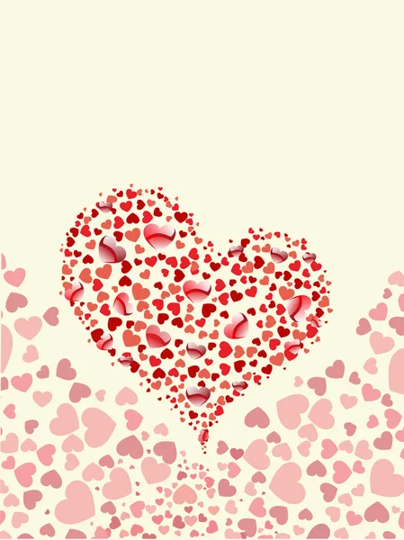 Forme de coeur faite avec des petits coeurs sur fond de coeur sans couture — Image vectorielle