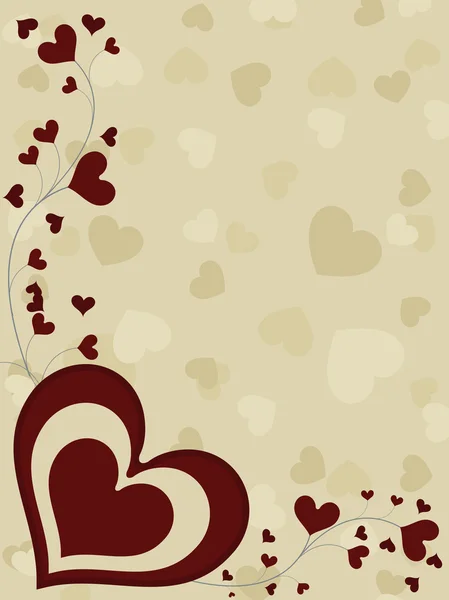 ハートと花の心バレンタインデーのカードと — ストックベクタ