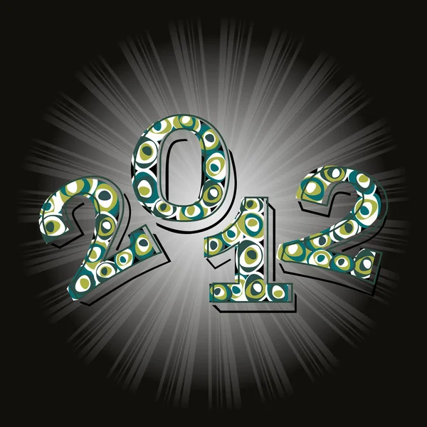 2012 new jaar samenstelling op grijze stralen achtergrond voor Nieuwjaar. — Stockvector