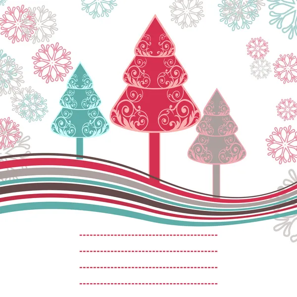 Χριστουγεννιάτικη κάρτα δέντρα σε άσπρο φόντο. — Διανυσματικό Αρχείο