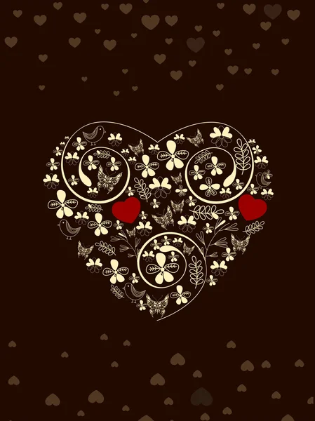 Eine schöne Grußkarte mit dekoriertem Herz für Valentinstag — Stockvektor