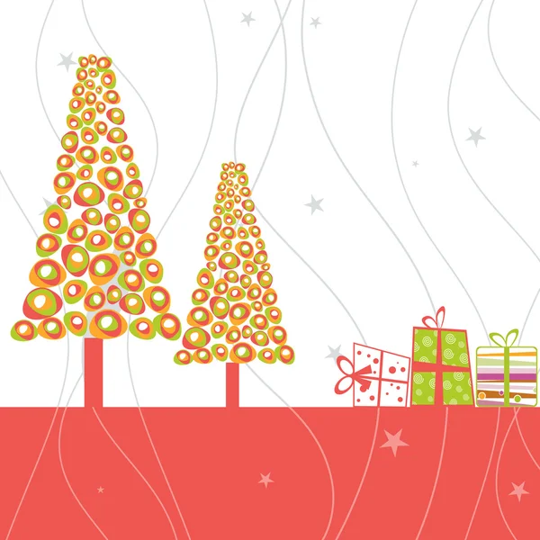 Árbol de Navidad creativo con cajas de regalo. ilustración vectorial . — Vector de stock