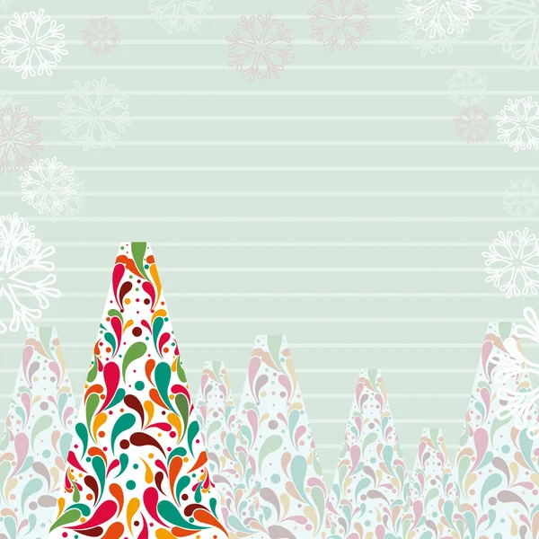 クリスマス ツリーの線の用紙の背景の美しいクリスマス ツリー — ストックベクタ