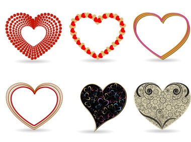 A set of diffrent style hearts. Vector Illustration. clipart