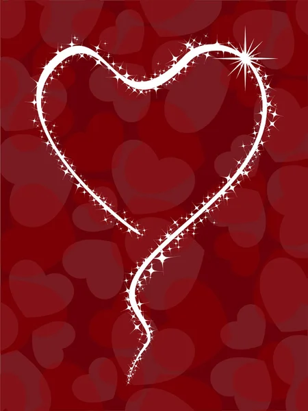 Hermosa tarjeta de felicitación con comienza en forma de corazones. Vector illu — Stockvector