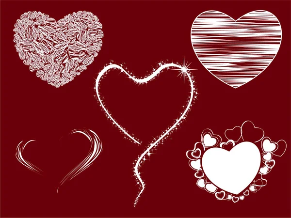 Набор из пяти морализаторских форм сердца. Векторная иллюстрация . — стоковый вектор