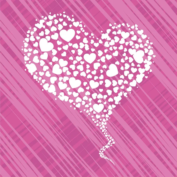 Vackra hjärta form med små hjärtan på rosa linje bakgrunds — Stock vektor