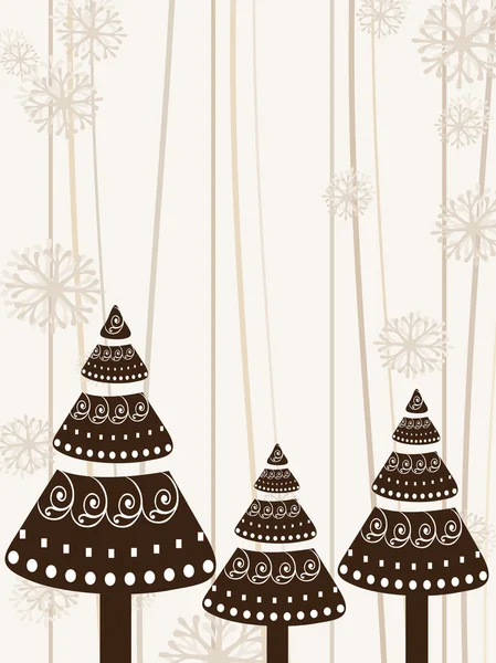 Une carte de Noël & Nouvel An avec des arbres de Noël décoratifs . — Image vectorielle